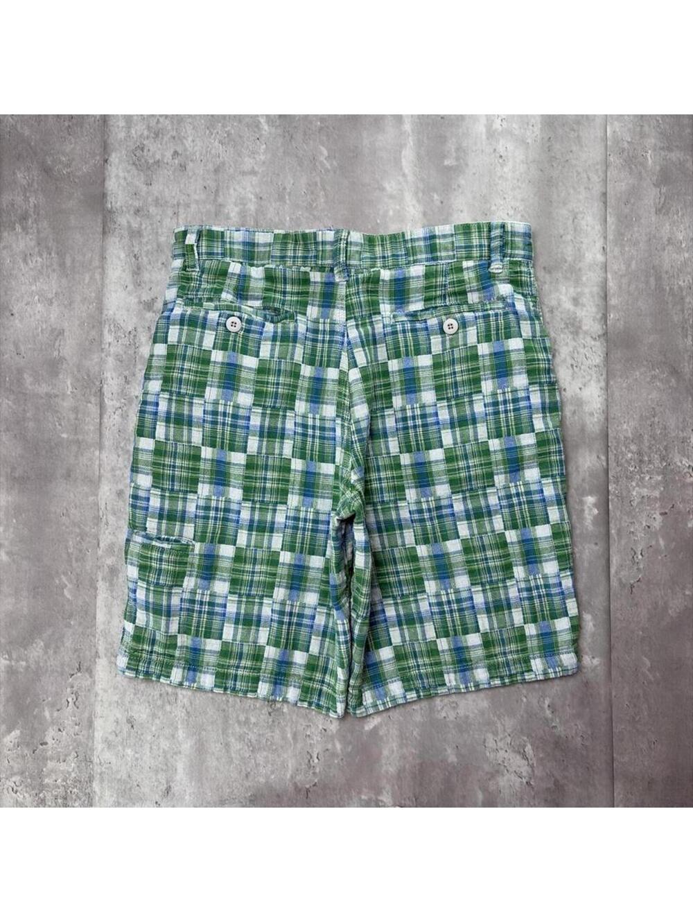 Y2K Green Plaid Alpine Design Grunge Baggy Skater Shorts